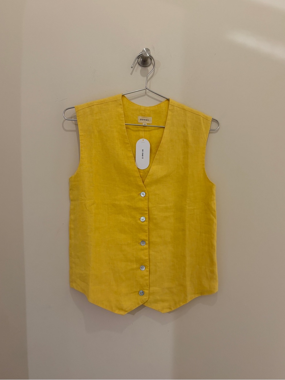 DONNI. Yellow Linen Vest